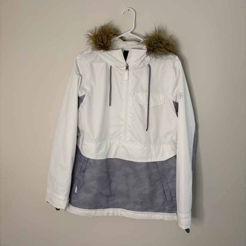Swiss Tech Women’s Medium White Gray Utility Jacket lightweight hooded shell